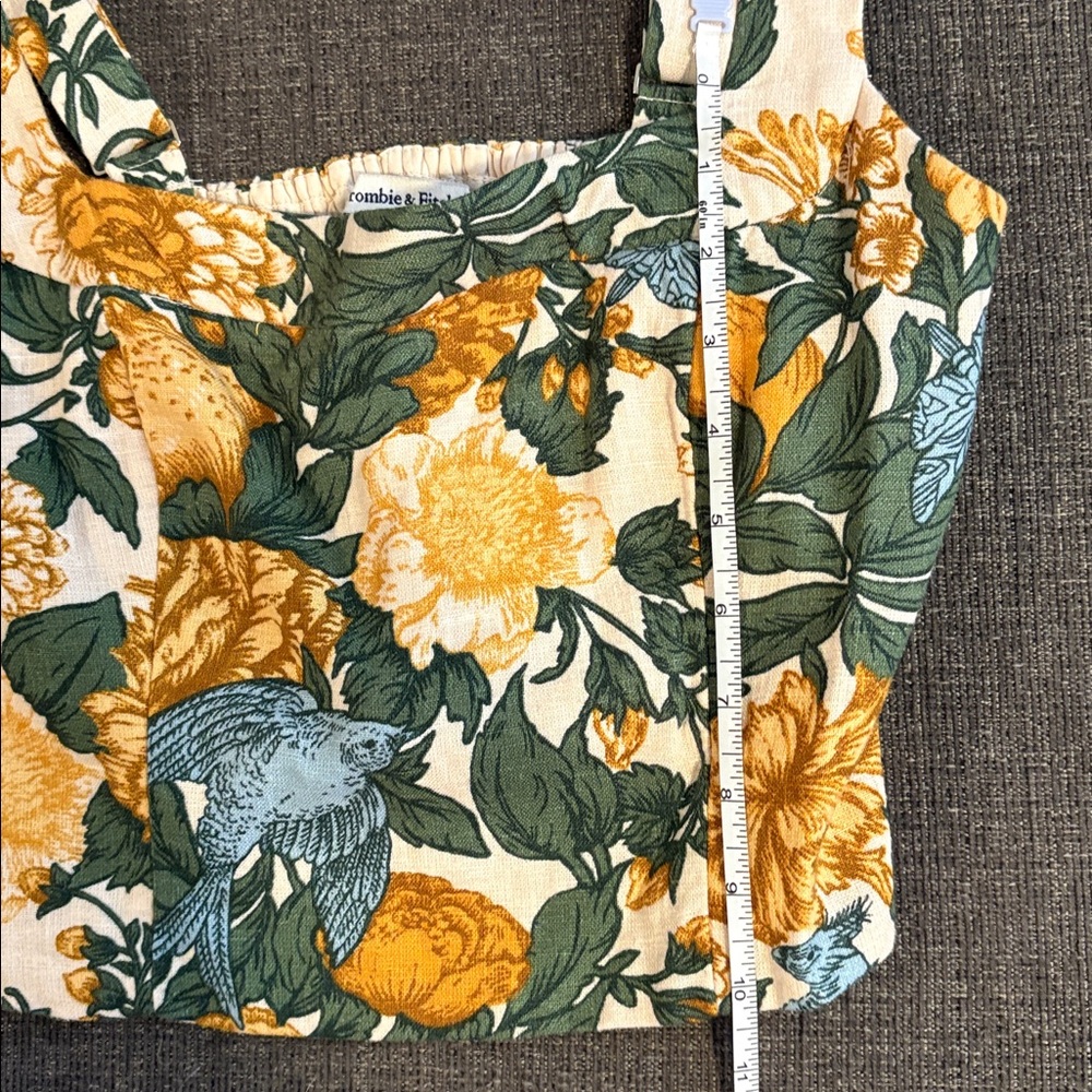 Y2K🌼Abercrombie & Fitch Floral Crop Top - floral Cream and Green - Picture 2 of 5